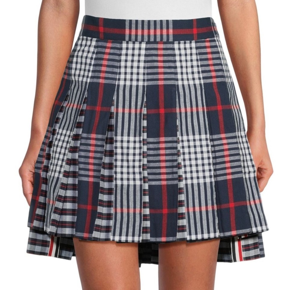 THOM BROWNE Plaid Pleated Mini Skirt (SIZE IT40/US4)
